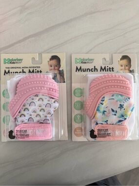 2 Munch Mitt Teething Glove - Rainbow & Floral Designs
